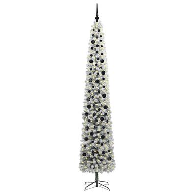 vidaXL - Kunstkerstboom met LED's en zwarte ballen 270 cm - Groen, wit - PVC