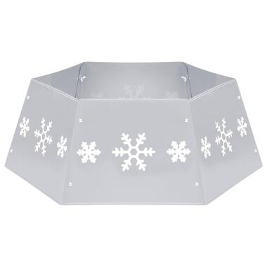 vidaXL - Kerstboomrok met sneeuw patroon D68xH25 cm - Zilver en wit - Metaal