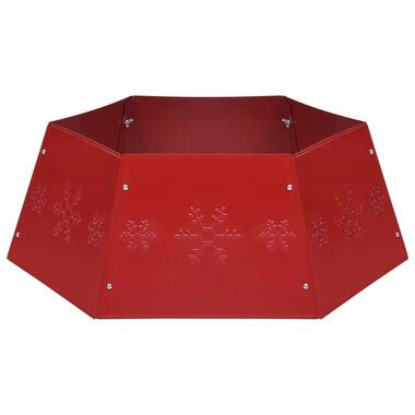 vidaXL - Kerstboomrok met sneeuw patroon D68xH25 cm - Rood - Metaal