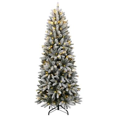 vidaXL - Kunstkerstboom met 300 LED's en sneeuw 180 cm - Groen en wit - PVC