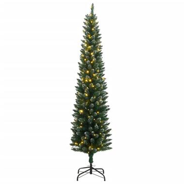 vidaXL - Kunstkerstboom met 208 tips en 150 LED's 180 cm - Groen en wit - PVC