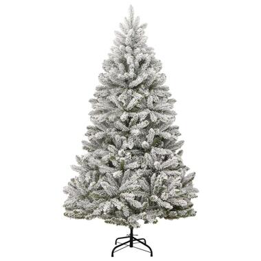 vidaXL - Kunstkerstboom met LED's en wit/grijs kerstballen 150 cm - Groen - PVC