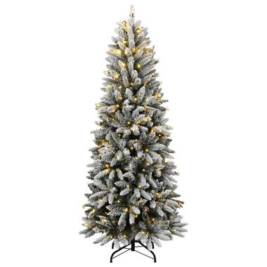 vidaXL - Kunstkerstboom met 150 LED's en sneeuw 150 cm - Groen en wit - PVC
