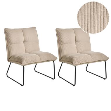 BJASTA - Fauteuils set van 2 - Beige - Corduroy