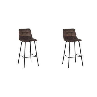 LABEL51 Barkruk Bistro - Taupe - Fluweel - set van 2