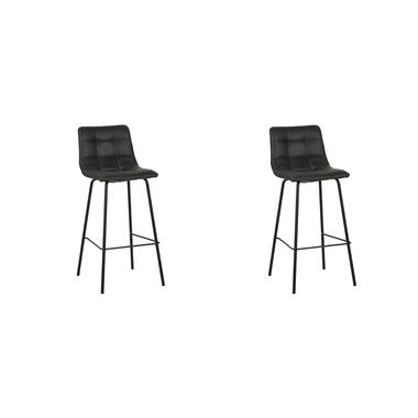 LABEL51 Barkruk Bistro - Antraciet - Micro Suede - set van 2