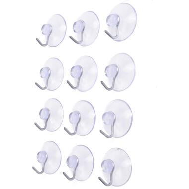 Benson Ophanghaak met zuignap - wit - 12x - kunststof - D30 mm