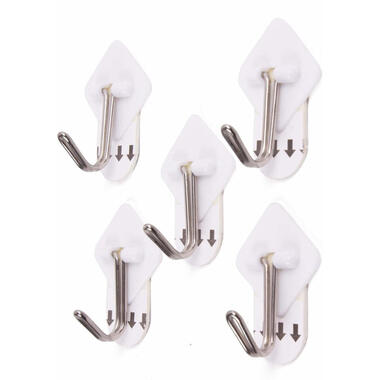 Benson Ophanghaakjes zelfklevend - wit - 5x stuks - kunststof