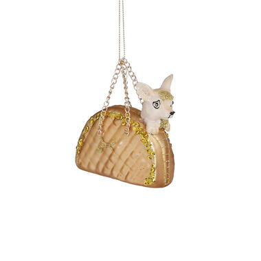 House of Seasons Ornament handtas hond goud l8,5xb3,5xh8cm