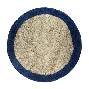 Interieur05 rond hoogpolig vloerkleed polyester Pilo beige/blauw - 240 x 240 cm