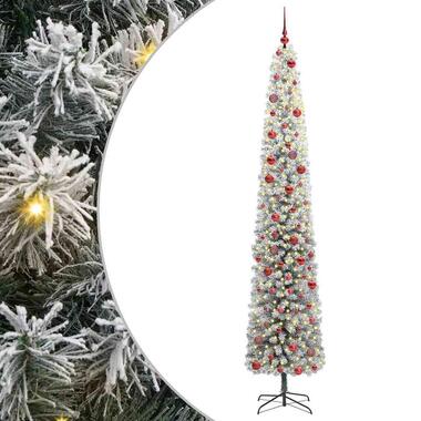 vidaXL - Kunstkerstboom met LED's en rode ballen 270 cm - Groen - PVC