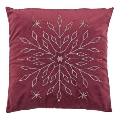 Unique Living - Sierkussen Snowflake - 45x45cm - Rood