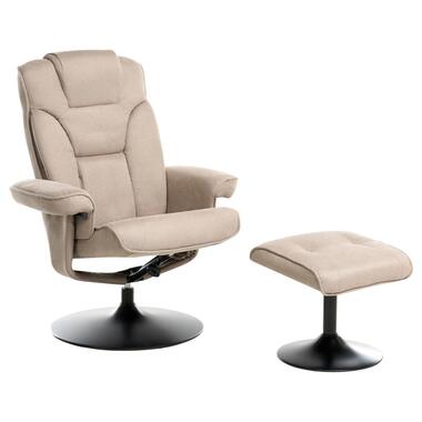NYKS - Relaxfauteuil met voetenbank - Taupe - Polyester