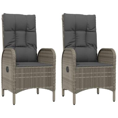 vidaXL - Tuinstoelen - Armsteun- Grijs - Poly rattan - 2 stuks - 57x62,5x109 cm