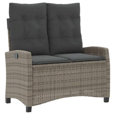 vidaXL - Verstelbare loungebank met kussens - Grijs - Poly rattan - 105x66x93 cm