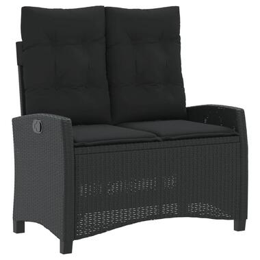 vidaXL - Verstelbare loungebank met kussens - Zwart - Poly rattan - 105x66x93 cm