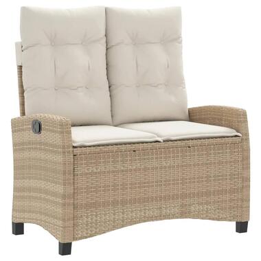 vidaXL - Verstelbare loungebank met crème kussens - Beige rattan - 105x66x93 cm