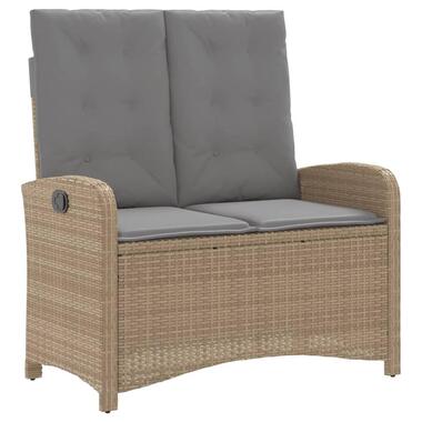 vidaXL - Verstelbare loungebank met grijs kussens - Beige rattan - 105x59x93 cm