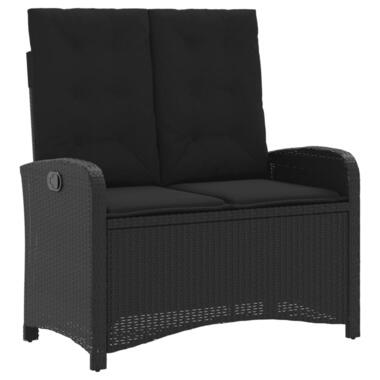 vidaXL - Verstelbare loungebank met kussens - Zwart - Poly rattan - 105x59x93 cm