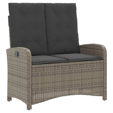 vidaXL - Verstelbare loungebank met kussens - Grijs - Poly rattan - 105x59x93 cm