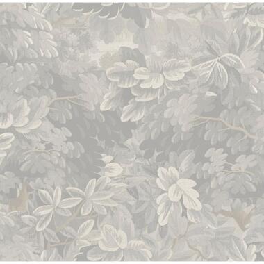 Sanders & Sanders behang bladeren lichtgrijs - 53 cm x 10 m