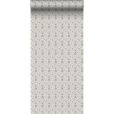 Sanders & Sanders behang bloemmotief grijs - 53 cm x 10 m