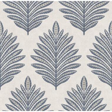 Sanders & Sanders behang bladeren blauw - 53 cm x 10 m