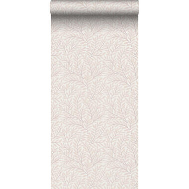 Sanders & Sanders behang bladeren in scandinavische stijl licht roze