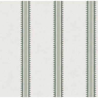 Sanders & Sanders behang brede streep groen - 53 cm x 10 m
