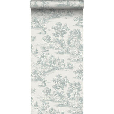 Sanders & Sanders behang toile de jouy print lichtblauw - 53 cm x 10 m