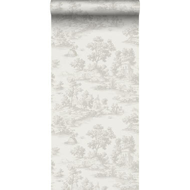 Sanders & Sanders behang toile de jouy print beige - 53 cm x 10 m
