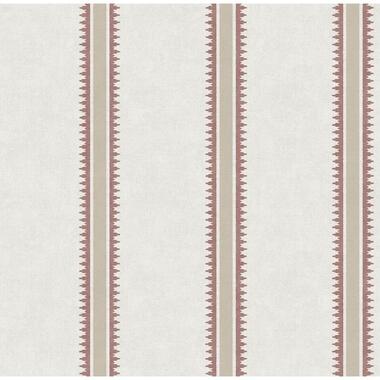 Sanders & Sanders behang brede streep terracotta bruin en beige - 53 cm x 10 m