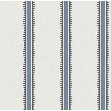 Sanders & Sanders behang brede streep blauw - 53 cm x 10 m