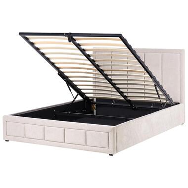 QUIBERON - Bed met opbergruimte - Beige - 160 x 200 cm - Polyester