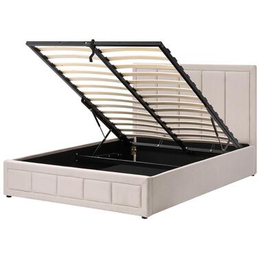 QUIBERON - Bed met opbergruimte - Taupe - 140 x 200 cm - Polyester