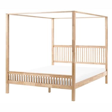 HARFLEUR - Hemelbed - Lichtbruin - 180 x 200 cm - Rubberhout