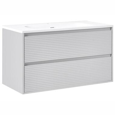 BAHIA - Wandgemonteerd meubel met wasbak - Grijs - MDF