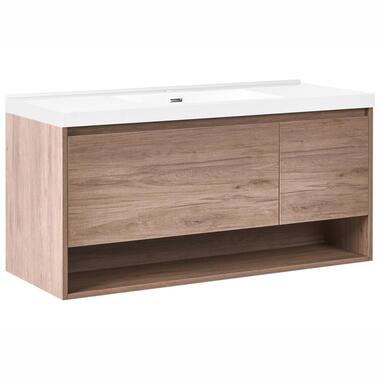 UMAYO - Wandgemonteerd meubel met wasbak - Lichtbruin - 120 cm - MDF