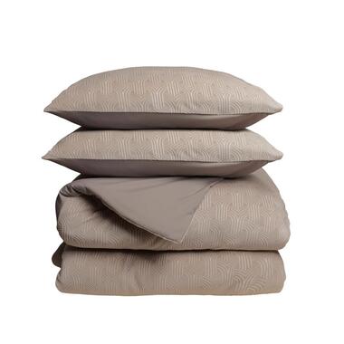 Dekbedovertrek Japandi 240x220 - Flanel Fleece - Zacht & Warm - Taupe