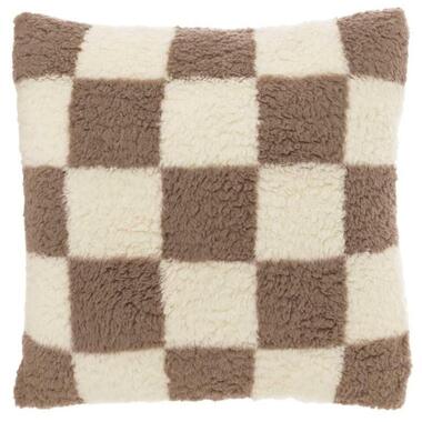 Unique Living - Sierkussen Check Taupe -53x53cm