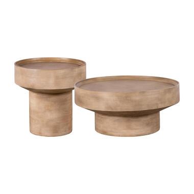 Lewis & Loft Salontafel Luus - Mangohout - Rond - Bruin - Set van 2