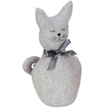 Deurstopper - poes/kat - grijs - 25 x 13cm - dieren - kinderkamer