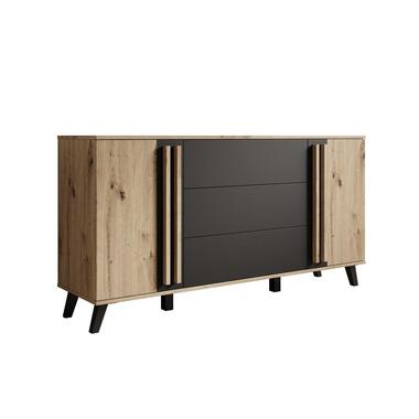 Meubella - Hydra - Dressoir - Eiken/Zwart - 150x40x78 cm