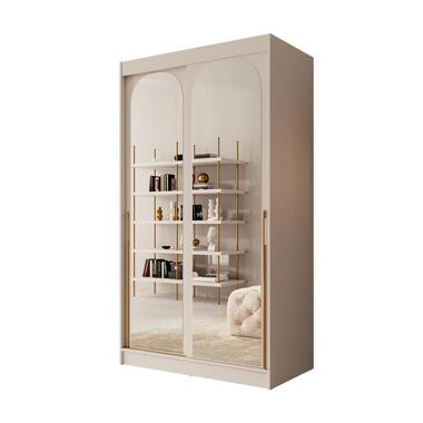 Meubella - Moniq - Kledingkast met 2 schuifdeuren - Beige - 120x65x215 cm
