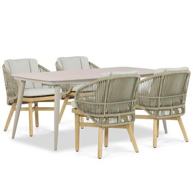 Tuinset 4 personen 180 cm Teakhout/rope Naturel teak Coco Almeria/Vienna