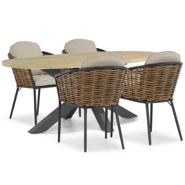 Tuinset 4 personen 200 cm Aluminium/wicker Grijs Lifestyle Garden Furniture