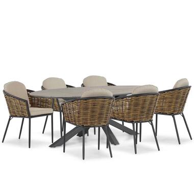 Tuinset 6 personen 220 cm Aluminium/wicker Grijs Lifestyle Garden Furniture