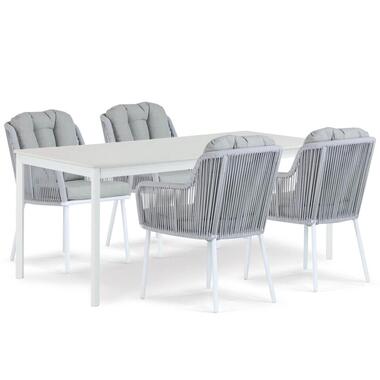 Tuinset 4 personen 180 cm Aluminium/rope Wit Santika Furniture Santika