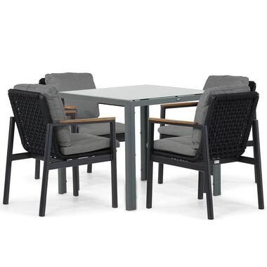 Tuinset 4 personen 85 cm Aluminium/rope Grijs Coco Ralph/Venustas