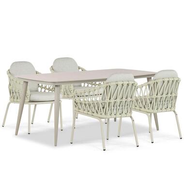 Tuinset 4 personen 180 cm Aluminium/rope Taupe Coco Barcelona/Vienna